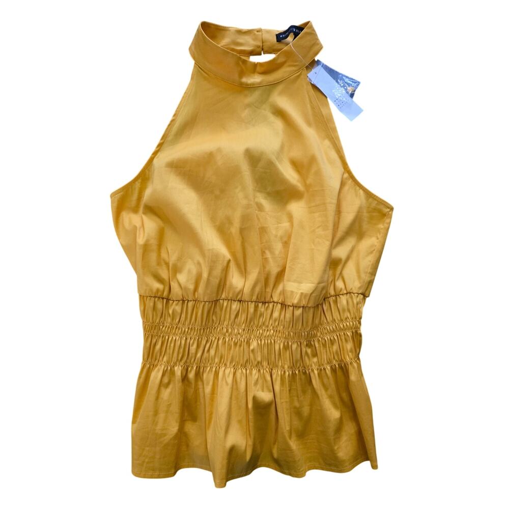 NWT WHBM Sleeveless Smocked Poplin Halter Marigold Size 4